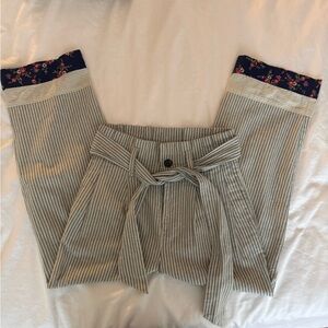 Madewell ankle striped pants with tie waist